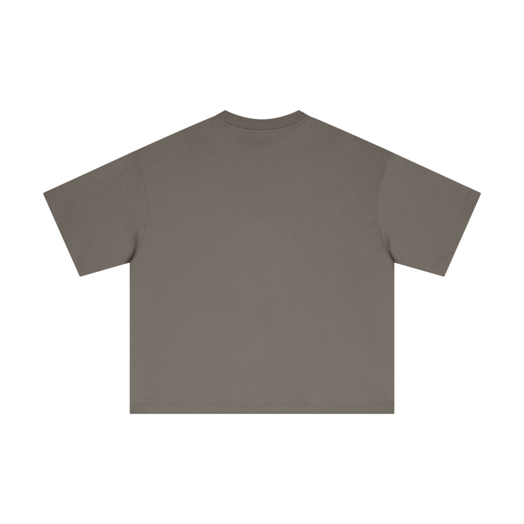 230GSM Men's Combed Cotton Plain Knit Boxy T-Shirt Coffee Gray