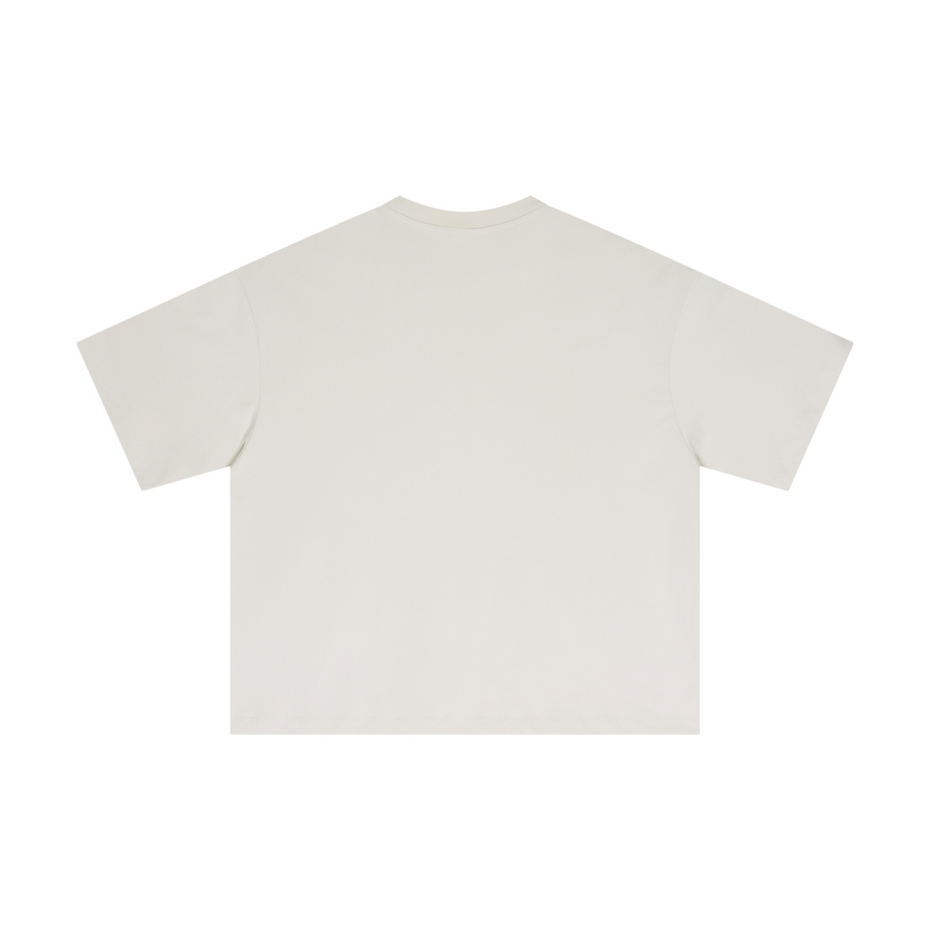 230GSM Men's Combed Cotton Plain Knit Boxy T-Shirt Gray Beige