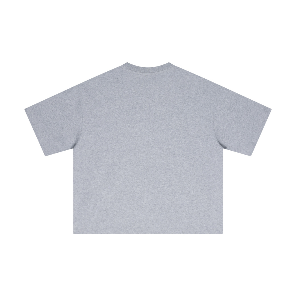 230GSM Men's Combed Cotton Plain Knit Boxy T-Shirt Mid Heather Gray